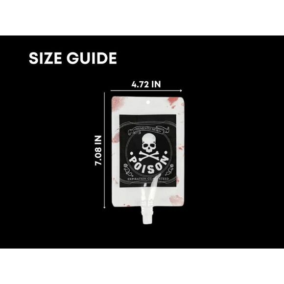 Halloween Poison Drink Flask, I.V. Bag Drink Pouch, Blood Bag Drink Cups + Label - Picture 2 of 5